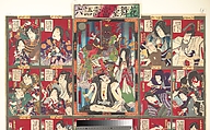 Board game of the Flower Stage (Hanabutai atari sugoroku), Toyohara Kunichika  Japanese, Woodblock print; ink and color on paper, Japan