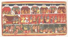 Encounters in Mathura: Page from a Dispersed Bhagavata Purana (Ancient Stories of Lord Vishnu), Ink and opaque watercolor on paper, India (Madhya Pradesh, Malwa)