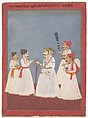 Prince with Four Attendants, Sri Prathi Singh of Ratlam (Indian), Ink and opaque watercolor on paper, India (Rajasthan)