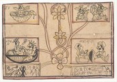 Horoscope with Floral Drawings, Ink and opaque watercolor on paper, India (Madhya Pradesh, Gwalior or Indore)