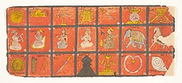 Symbols of the Chakravartin: Folio from a Digambara Manuscript, Possibly the Shalibhadra, Ink and opaque watercolor on paper, India (Rajasthan, Marwar)