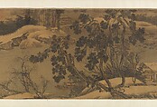Snowy landscape with rustic riverside retreat, Attributed to Liu Songnian (Chinese, active ca. 1175–after 1195), Handscroll; ink and color on silk, China
