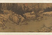 Snowy landscape with rustic riverside retreat, Attributed to Liu Songnian (Chinese, active ca. 1175–after 1195), Handscroll; ink and color on silk, China