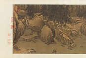 Snowy landscape with rustic riverside retreat, Attributed to Liu Songnian (Chinese, active ca. 1175–after 1195), Handscroll; ink and color on silk, China