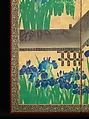 Irises at Yatsuhashi (Eight Bridges), Ogata Kōrin (Japanese, 1658–1716), Pair of six-panel folding screens; ink and color on gold leaf on paper , Japan