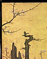 Old Plum, Kano Sansetsu (Japanese, 1590–1651), Four sliding-door panels (fusuma); ink, color, gold, and gold leaf on paper , Japan