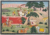 Pleasures of the Hunt, Ink, opaque watercolor, gold and silver on paper, North India, Punjab Hills, Kangra