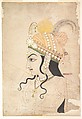 Head of Krishna: cartoon for a mural of the Raslila, Attributed to Sahib Ram (active reign of Maharaja Sawai Pratap Singh, 1778–1803), Ink and opaque watercolor on paper, India (Rajasthan, Jaipur)