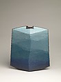 Vase, Miyashita Zenji (Japanese, 1939–2012), Stoneware with tinted blue clay bands, Japan