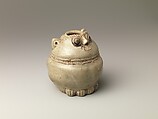 Lime Pot in the Shape of Cat, Glazed pottery with incised decoration, Thailand (Buriram Province)