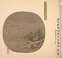 River Hamlet, Unidentified artist Chinese, 12th–13th century, Fan mounted as an album leaf; ink and color on silk, China