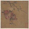 Pomegranates after Ma Lin, Unidentified artist, Album leaf; ink and color on silk, China