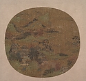 Palaces among Autumn Mountains, Unidentified artist Chinese, active early 15th century, Round fan mounted as an album leaf; ink, color, and gold on silk, China