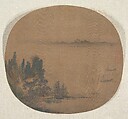 Seascape, Unidentified artist, Fan mounted as an album leaf; ink and color on silk, China