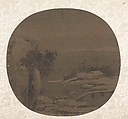 Bridge in Snow, Unidentified artist, Fan mounted as an album leaf; ink and color on silk, China