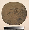 Sages Admiring Waterfall, Unidentified artist, Fan mounted as an album leaf; ink and color on silk, China