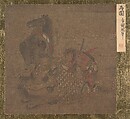 Mongol with Horse and Camel, Unidentified artist, Album leaf; ink and color on silk, China