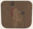 Lady and Children, Unidentified artist, Album leaf; ink and color on silk, China
