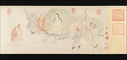 The Sixteen Luohans, Wu Bin (active ca. 1583–1626), Handscroll; ink and color on paper, China