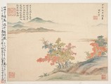 Autumn Landscape, leaf from Album for Zhou Lianggong, Xiang Shengmo (Chinese, 1597–1658), Leaf from a collective album of many leaves; ink and color on paper, China