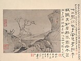 Landscape with solitary figure, Shitao (Zhu Ruoji)  Chinese, Album leaf; ink on paper, China