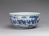 Bowl with children in a garden, Porcelain painted in underglaze cobalt blue (Jingdezhen ware), China