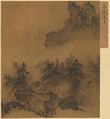 Mountain Market, Clearing Mist, Xia Gui (Chinese, active ca. 1195–1230), Album leaf; ink on silk  , China
