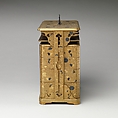Portable Picnic Set (sagejū) with Chrysanthemums, Foliage Scroll, and Tokugawa Family Crest, Lacquered wood with gold, silver hiramaki-e, gold and silver foil application on nashiji lacquer ground, Japan
