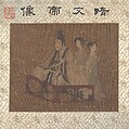 An Emperor with Two Ladies, Unidentified artist, Album leaf; ink and color on silk, China