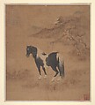 Horse and Landscape, Unidentified artist, Album leaf; color on silk, China