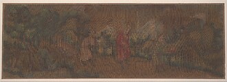 Landscape Painting of Figure in Woodland Setting, Unidentified artist, Album leaf; color on silk, China