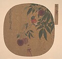 Bird on a Lychee Branch, Unidentified artist, Fan mounted as an album leaf; ink and color on silk, China