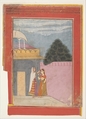 A Lady and Her Duenna: Page from a Dispersed Rasikapriya (Lover's Breviary), Ibrahim, Ink and opaque watercolor on paper, India (Rajasthan, Bikaner)