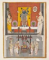 Priests before Shri Nathji, Ink, gold and opaque watercolor on paper, India (Rajasthan, Kota)