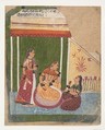 Ladies in a Pavilion: Page from a Dispersed Ragamala Series (Garland of Musical Modes), Ink and opaque watercolor on paper, India (Rajasthan, Marwar)