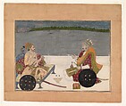 Prince Padam Singh of Bikaner with His Bard Gordhar on a Terrace at Night, Bhavani Das  Indian, Ink, gold, silver and opaque watercolor on paper, India, Rajasthan, Kishangarh