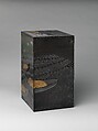 Tiered Box (Jūbako) with Design of Boats and Plovers, Shibata Zeshin (Japanese, 1807–1891), Gold maki-e on black and brown lacquer, with mother-of-pearl inlay and pewter, Japan