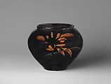 Jar with Abstract Decoration, Stoneware painted with iron oxide over black glaze, China
