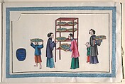 Album Containing Twelve Paintings of People Making Silk, Unidentified artist, Album of twelve leaves; color on pith paper, China