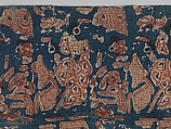 Ceremonial Textile Decorated with Female Courtesans with Attendants and Parrots, Plain-weave cotton block print (mordant- and painted resist-dyed), India (Gujarat)
