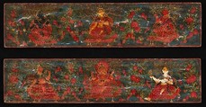 Pair of Manuscript Covers with Goddesses Set in a Foliate Landscape, Distemper on wood, Nepal (Kathmandu Valley)