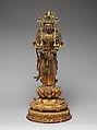 Bodhisattva Kannon, Wood with lacquer, gold leaf, and cut gold (kirikane) and metal , Japan