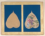 Luohans, Unidentified Artist, Album of eighteen leaves; ink and color on bodhi tree leaves, China