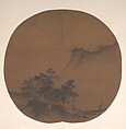 Windswept lakeshore, Attributed to Xia Gui (Chinese, active ca. 1195–1230), Fan mounted as an album leaf; ink on silk, China