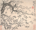 Plum blossoms, Jin Nong (Chinese, 1687–1773), Album of twelve leaves; ink on paper, China