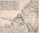 Plum blossoms, Jin Nong (Chinese, 1687–1773), Album of twelve leaves; ink on paper, China
