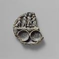 Dish with the Drunken Hercules Supported by Two Women and Flanked by a Lion, Schist, Pakistan (ancient region of Gandhara)