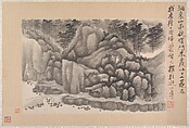 Landscapes with poems, Gong Xian (Chinese, 1619–1689), Fifteen leaves from an album (1980.516.2a–c and 1981.4.1a–o) of eighteen leaves, China