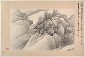 Landscapes with poems, Gong Xian (Chinese, 1619–1689), Fifteen leaves from an album (1980.516.2a–c and 1981.4.1a–o) of eighteen leaves, China