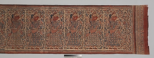 Painted Textile Depicting Celestial Musicians, Block-printed plain-weave cotton (mordant- and resist-dyed), India (Gujarat)